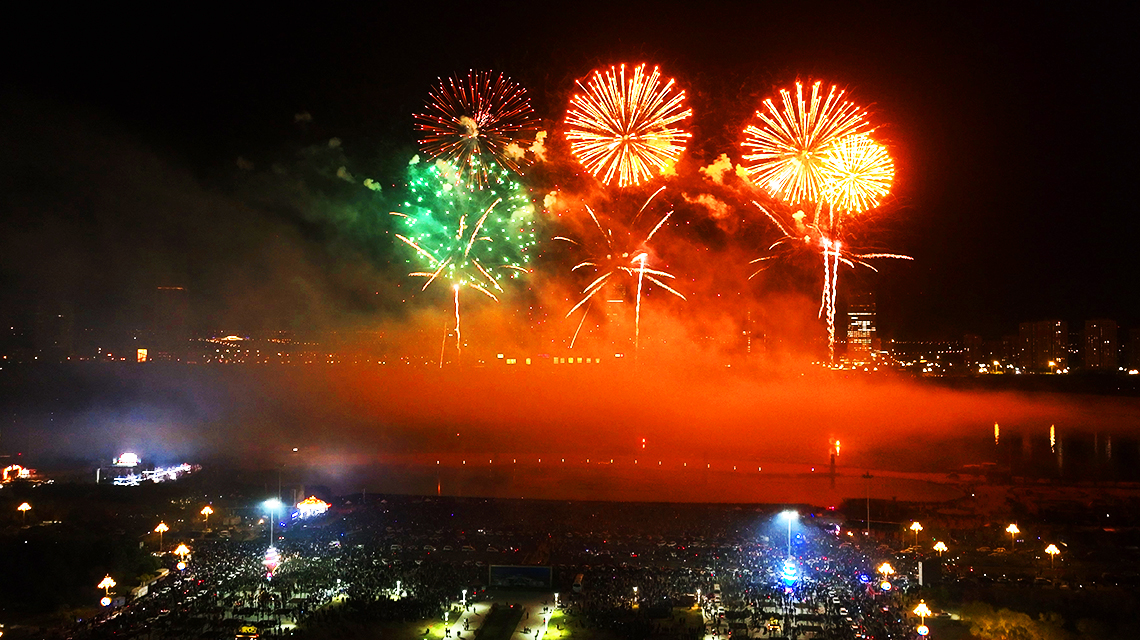 Cold Fireworks Drone Formation Performance