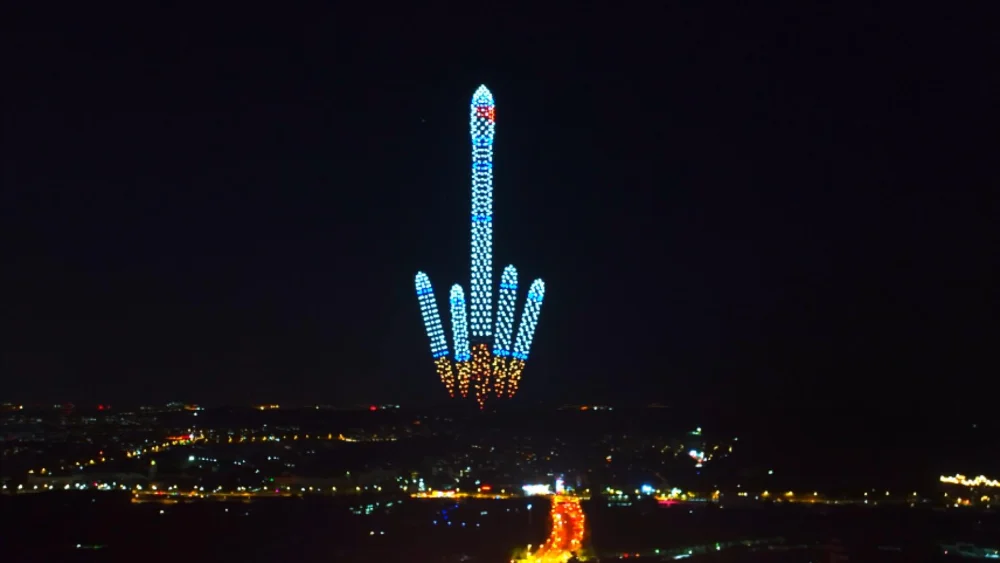 Formation flying drone light show